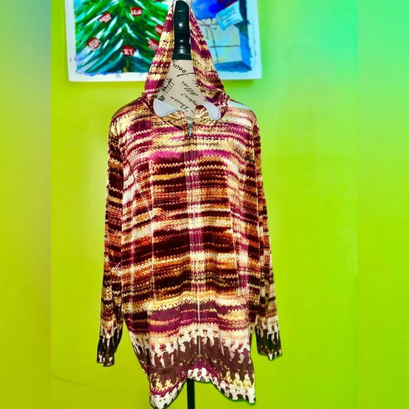 NWOT Simply Elegant Women Long Sleeve Velvet Zip Up Hoodie Jacket - Picture 7 of 9